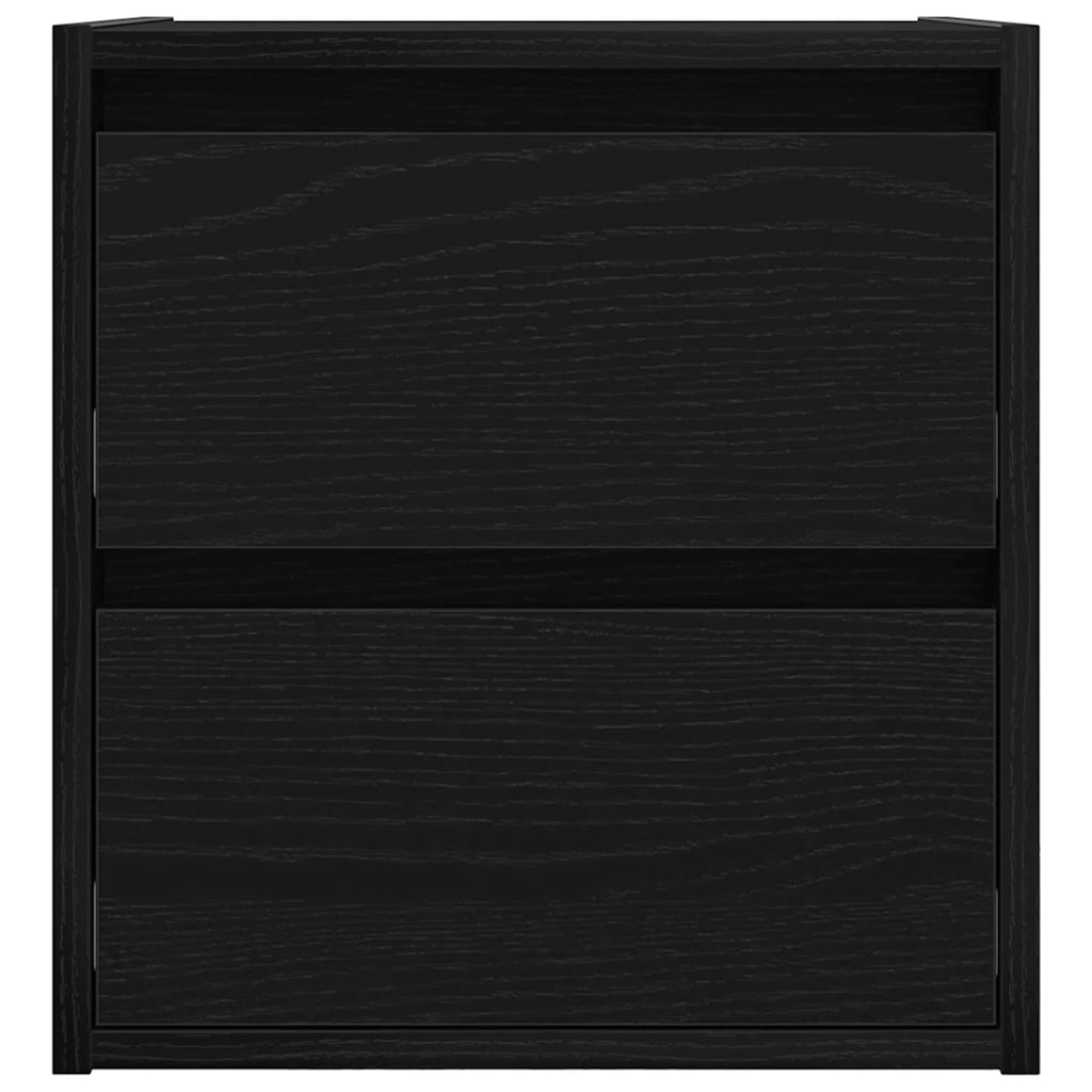 Set di 2 Comodini | Armadio da Notte | Mobiletto da notte a Muro Rovere Nero 38x34x40 cm