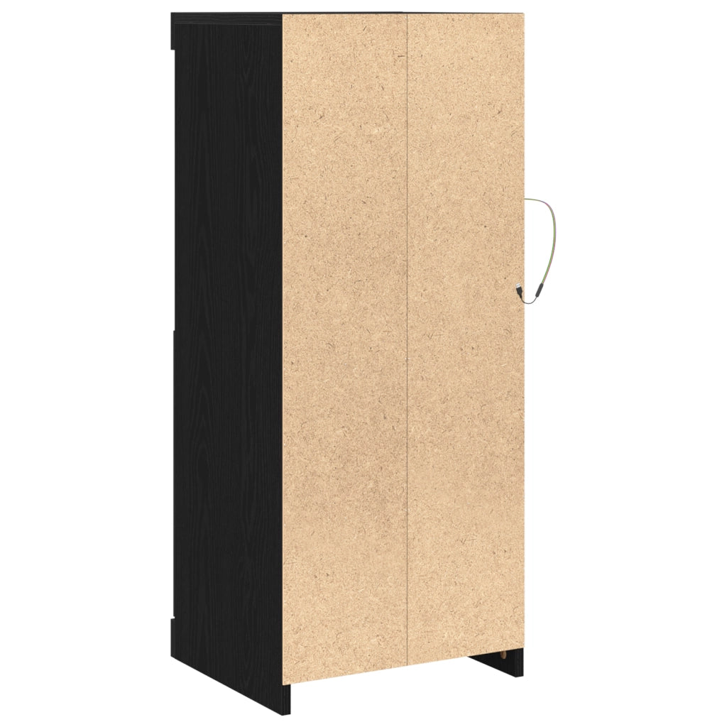 sideboard  con luci LED rovere nero 41x37x100 cm