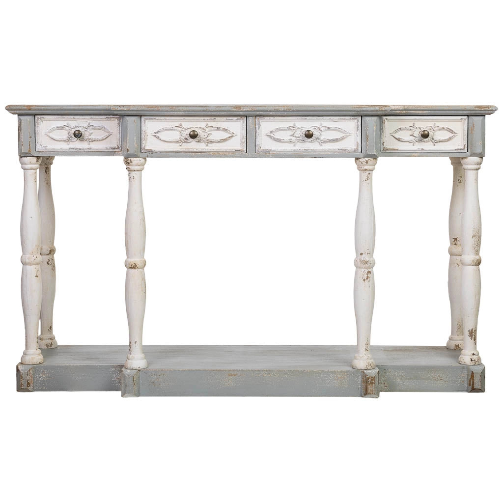 Mobile da ingresso in legno con 4 cassetti 142,5x42x85h cm
