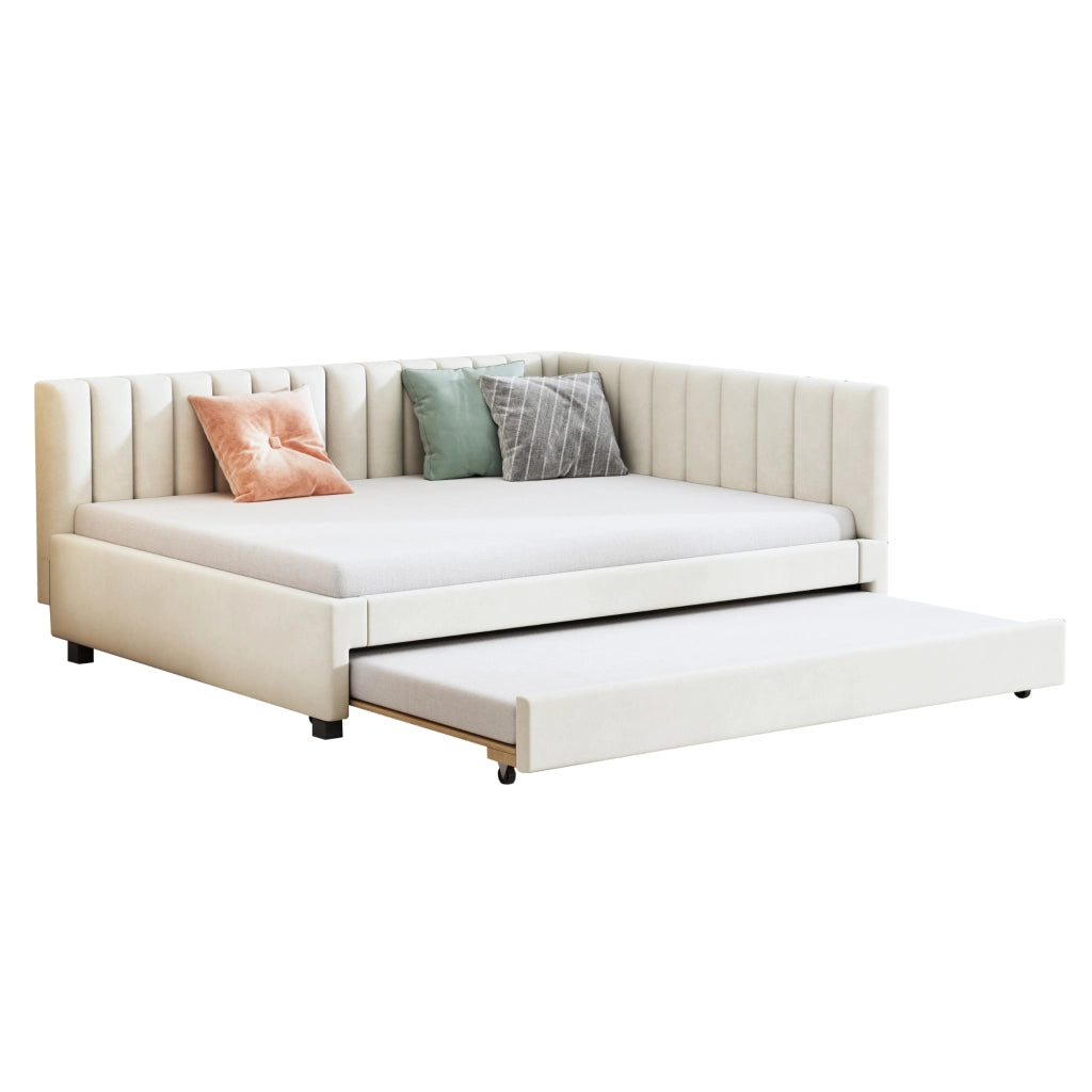 LETTO Divano letto estraibile 140x200 cm Velluto Beige