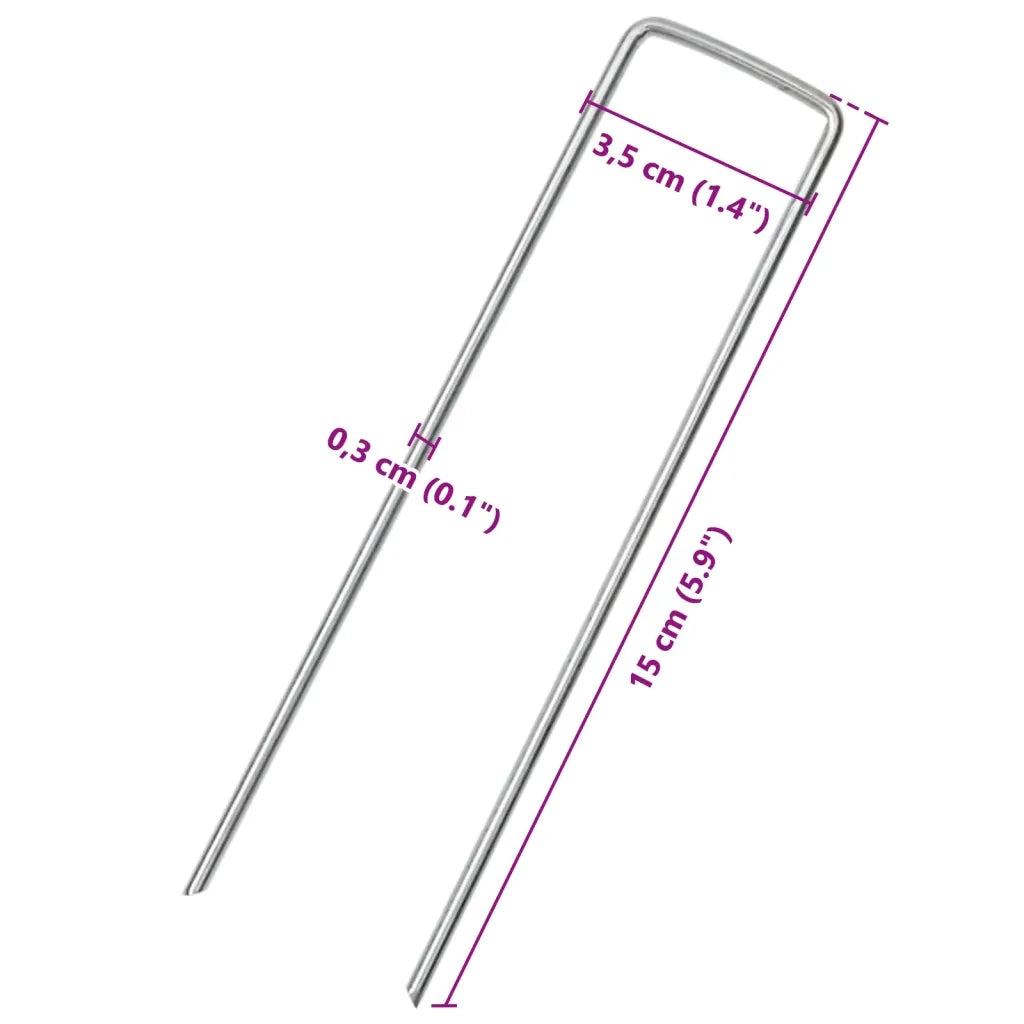 Picchetti da Terra a Forma di U 25 pz 15x3,5 cm Acciaio Zincato CFW5102077