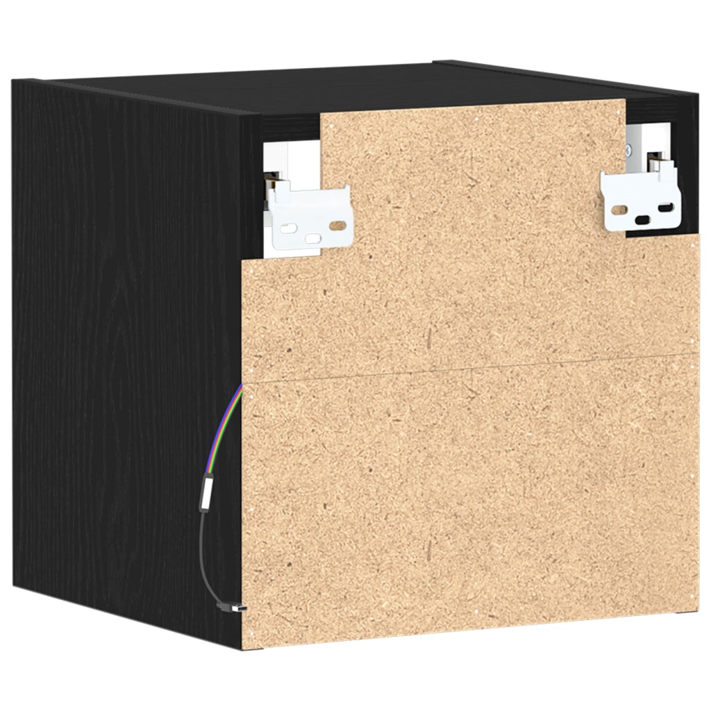 Mobile TV LED Nero Rovere 30x28,5x30 cm Legno ingegnerizzato