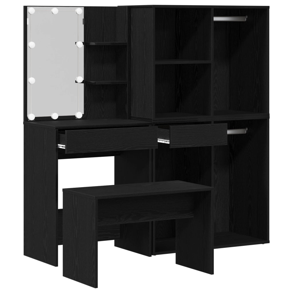 Set da toeletta  con LED in Rovere Nero e Legno Ingegnerizzato