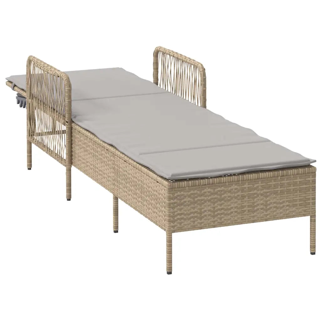 Lettino da sole Beige e Grigio Chiaro 200 x 55 x 92 cm 365428