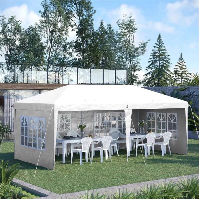 GAZEBO DA ESTERNO TENDE REMOVIBILI 585 X 295 X 270 CM BIANCO