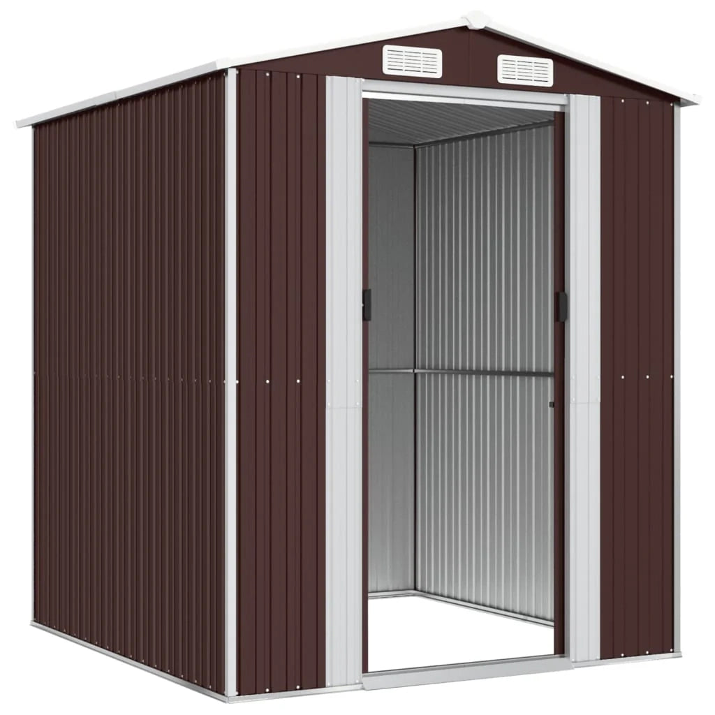 Casetta da giardino cabina ripostiglio capanno da esterno capanno per attrezzi robusta scura 192 x 191 x 223 cm acciaio zincato marrone 02_0022317