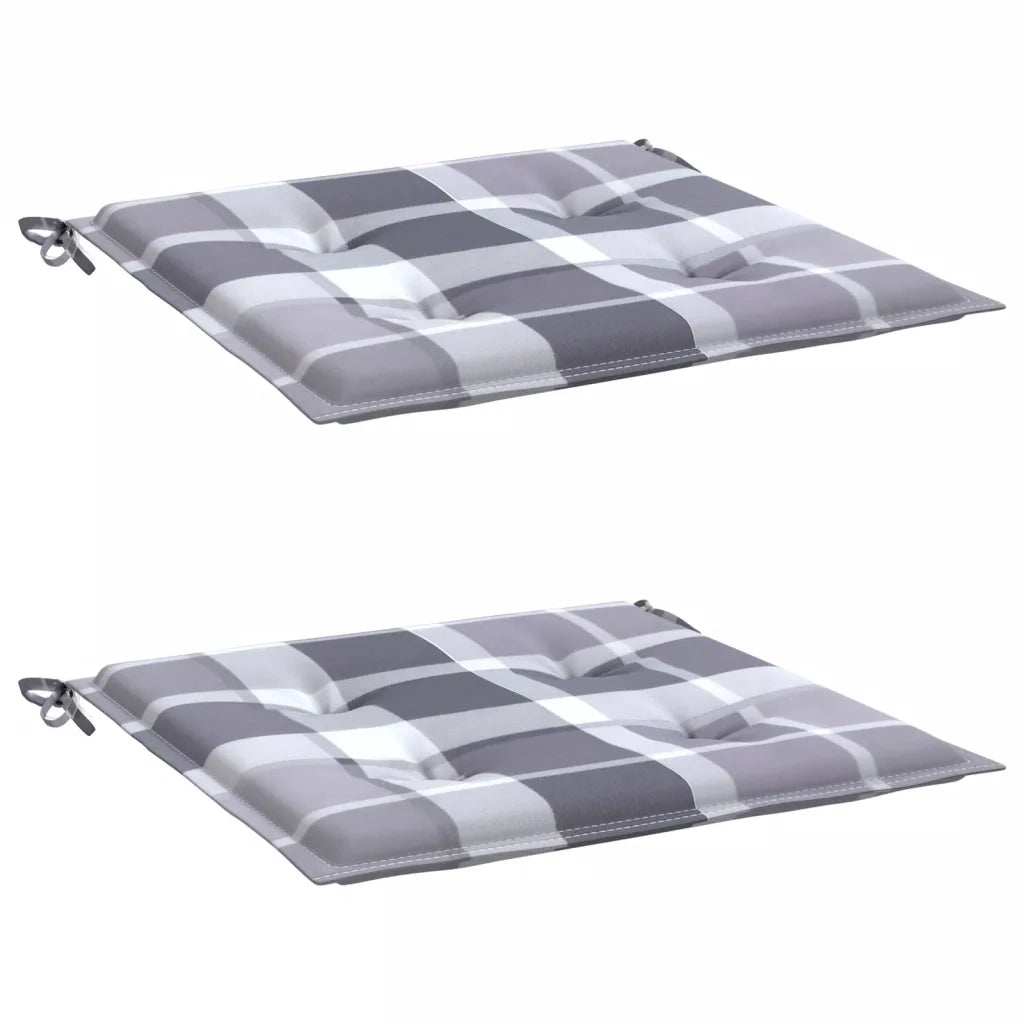 Cuscini per Sedia 2 pz a Quadri Grigi 40x40x4cm Tessuto Oxford 314035