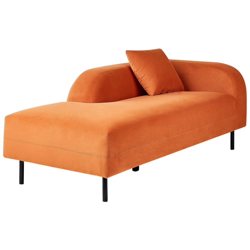 Chaise longue Velluto arancione lato destro stile retrò moderno minimalista