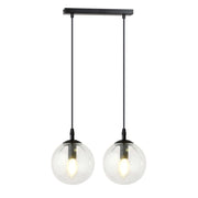 Lampada a sospensione COSMO in acciaio nero e vetro trasparente