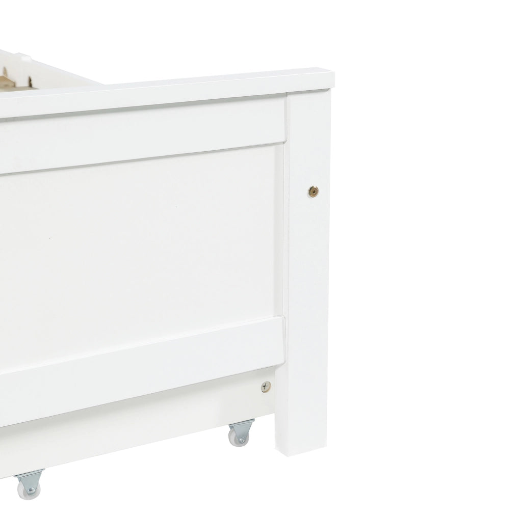 Letto singolo bianco con 2 cassetti contenitore, struttura in legno massello