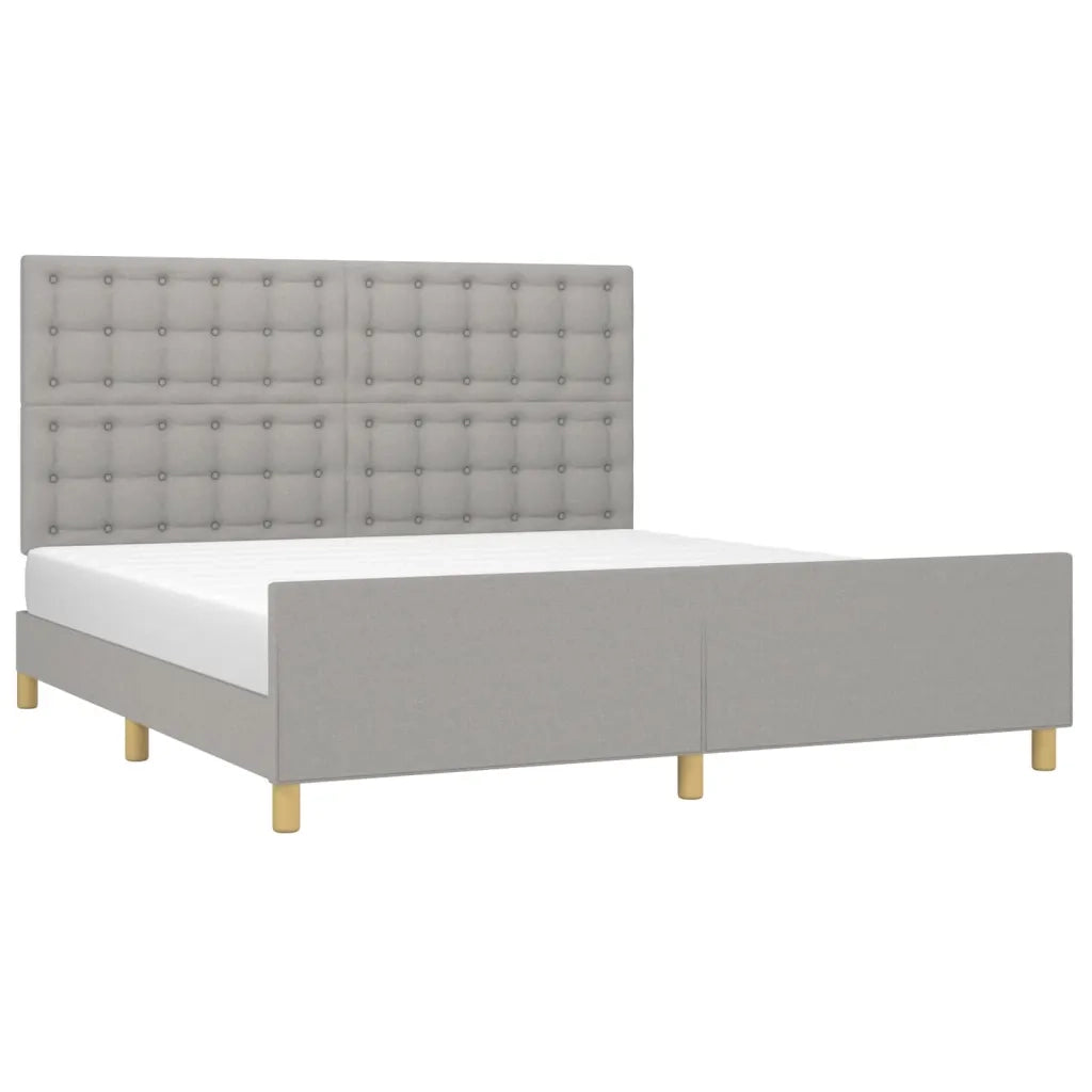 Giroletto con Testiera-Struttura Letto con testiera Grigio Chiaro 180x200 cm in Tessuto