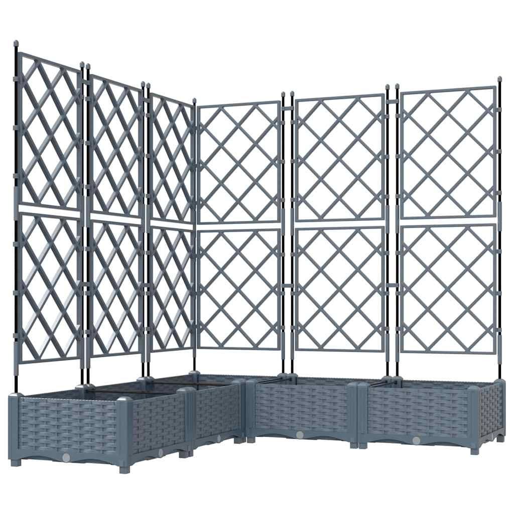Set di 5 fioriere da giardino moderne 120 x 120 x 125,5 cm adatte per uso esterno in acciaio grigio chiaro 02_0058586