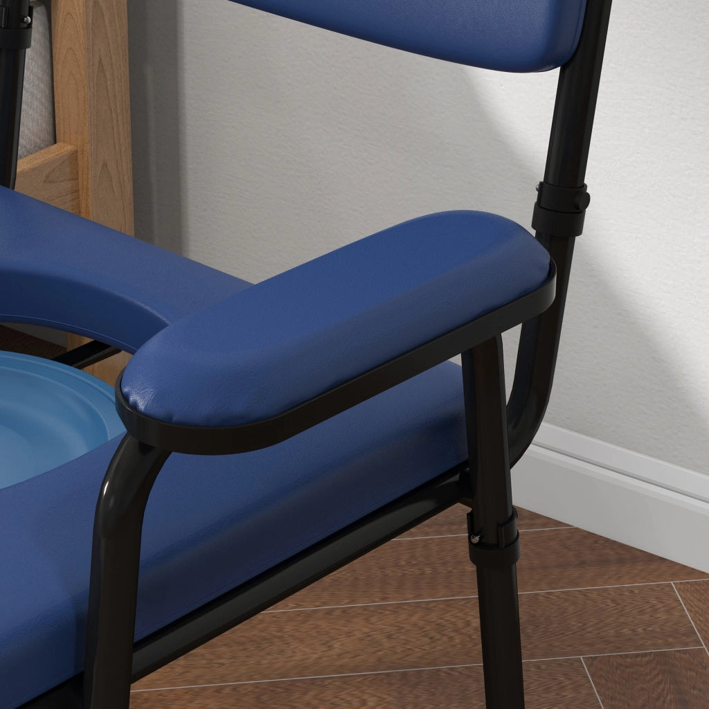 Sedia WC per Anziani e Disabili Altezza Regolabile e Secchio Rimovibile Blu