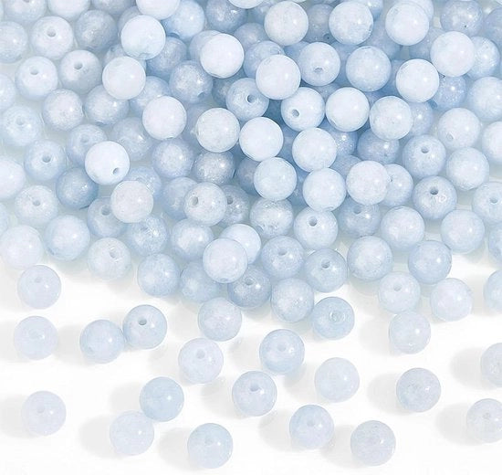 Pietre naturali chalcedon blu - 180 pezzi - 6 mm - creare gioielli DIY - pietra aquamarina - collana bracciale - 3 catenelle