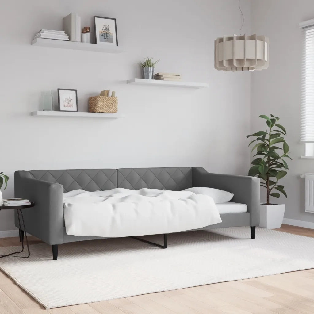 Letto da Giorno Grigio Scuro 100x190 cm in Tessuto