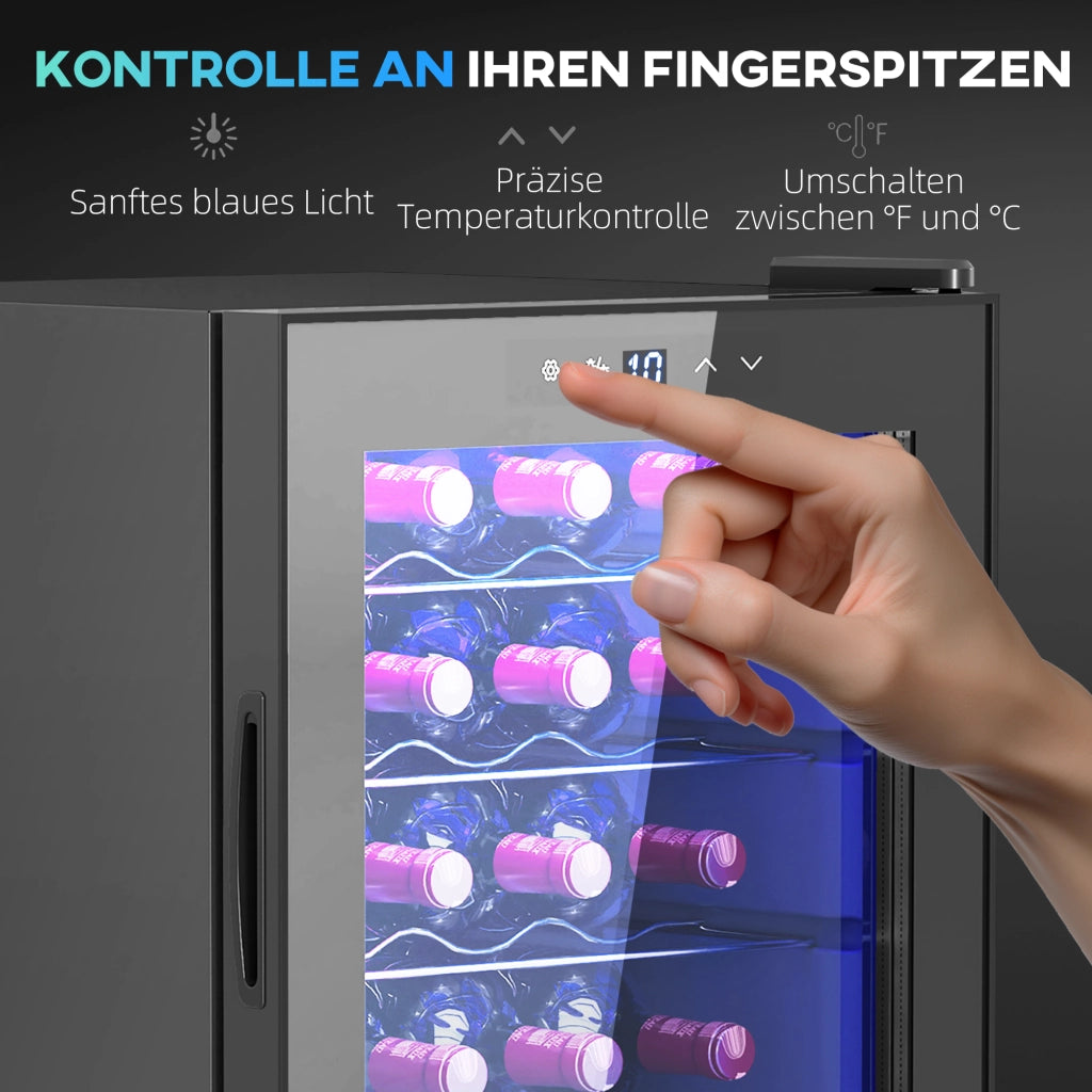 Cantinetta Vini con Porta in Vetro 20 Bottiglie 53L LED ¨C zephmum ¨C Nero