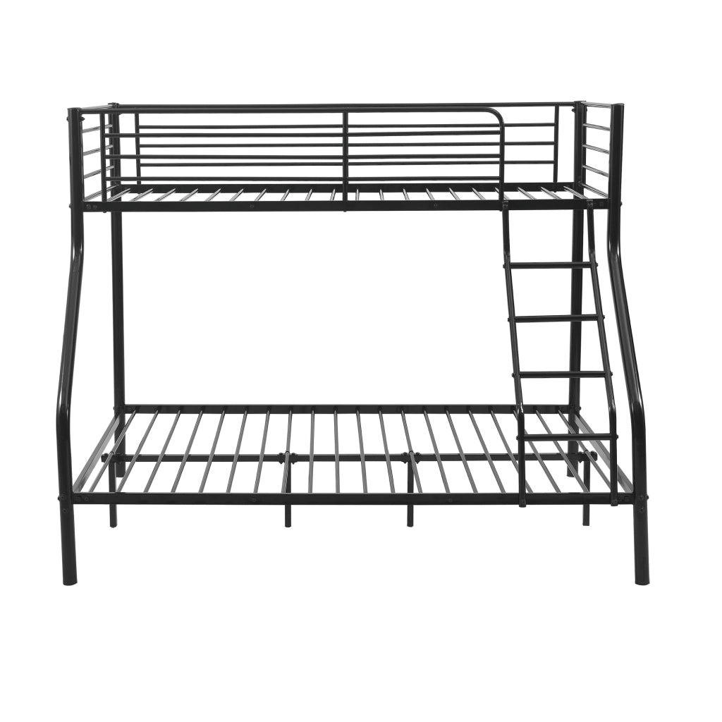 [neu.haus] Letto a castello metallo 2 Materassi a schiuma fredda Barriera anticaduta 200cm x 140/90cm Letto per bambini Nero