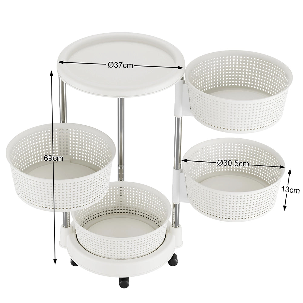 Carrello da Cucina Acciaio Inossidabile 4 Ripiani Apribili Carrellino Salvaspazio
