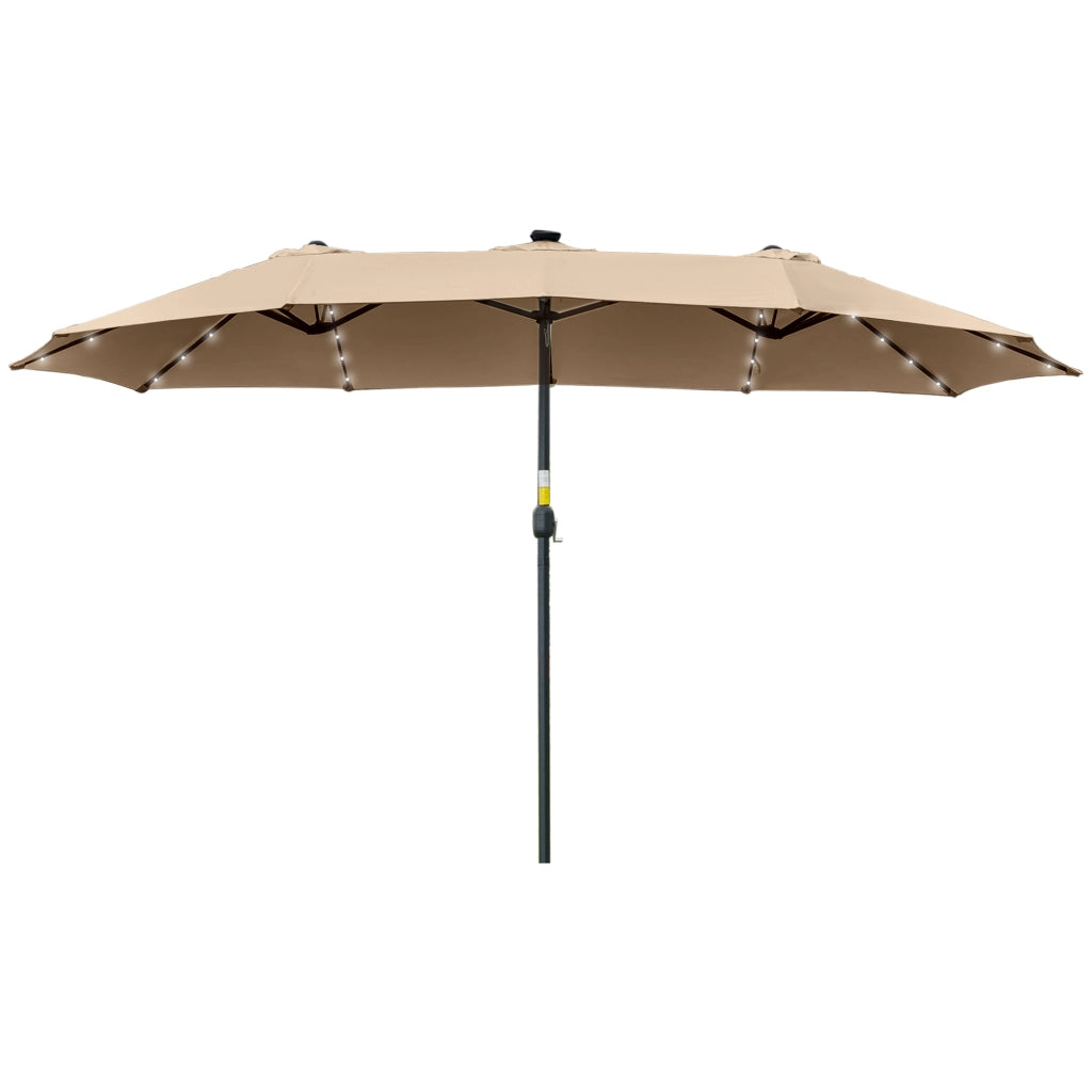 Ombrellone da Giardino Doppio 4.5m con Luci LED ¨C zephmum ¨C Cachi