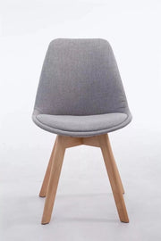 Sedia da Sala da Pranzo Esterna Ellis - Sedia da Visita Lise - Tela Grigio chiaro - Supporti in Legno Naturale - Set 1 - Altezza del Sedile 47 cm - Moderna