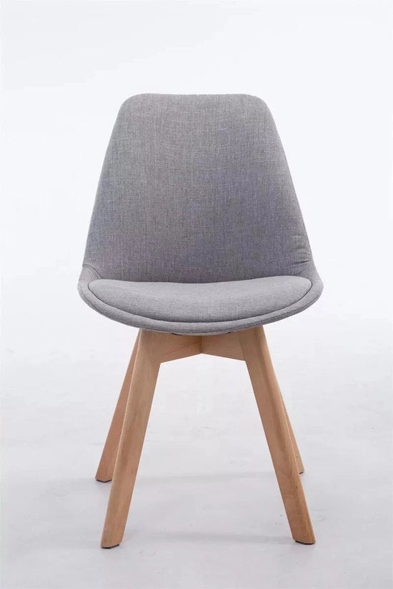 Sedia da Sala da Pranzo Esterna Ellis - Sedia da Visita Lise - Tela Grigio chiaro - Supporti in Legno Naturale - Set 1 - Altezza del Sedile 47 cm - Moderna