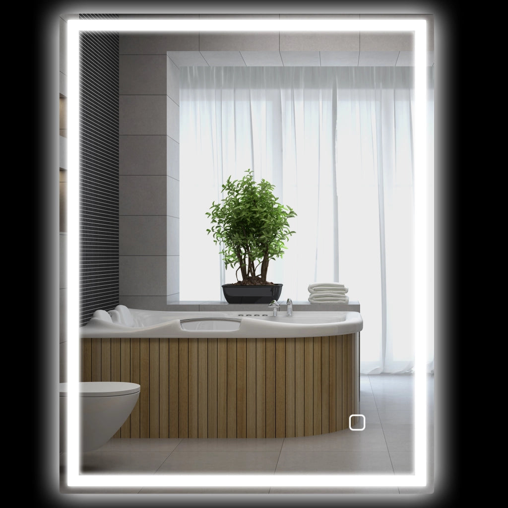 Specchio da Bagno con Luce LED 90x70 cm ¨C zephmum ¨C Argento