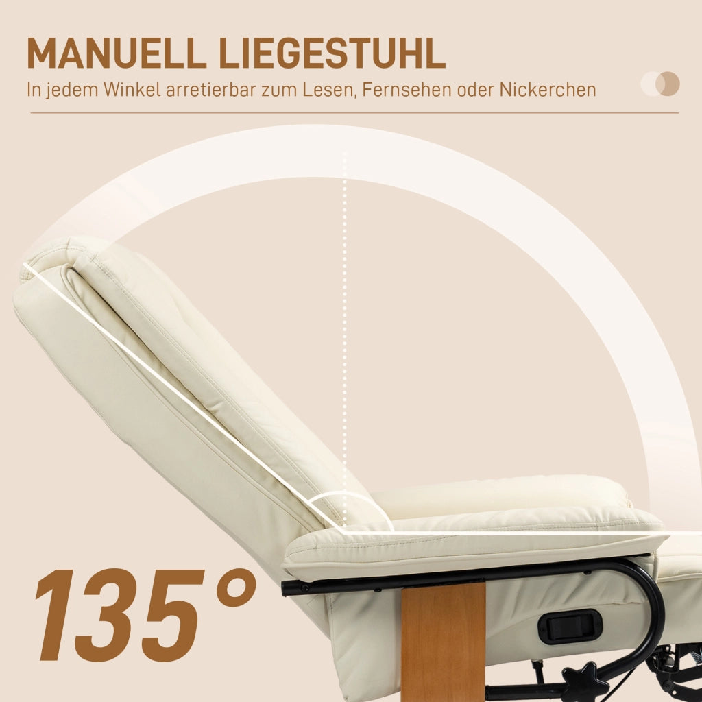 Poltrona relax girevole reclinabile in similpelle crema ¨C zephmum ¨C 150 kg