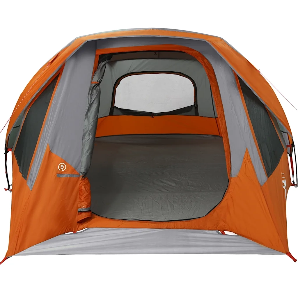 Tenda Familiare Cabina 6 Persone-Tenda da campeggio Grigia Arancione Impermeabile 769565