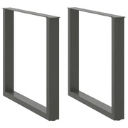 Set di 2 gambe per tavolo da pranzo a forma di U 80 x 72-73 cm con piedini regolabili design moderno in acciaio antracite 02_0057430