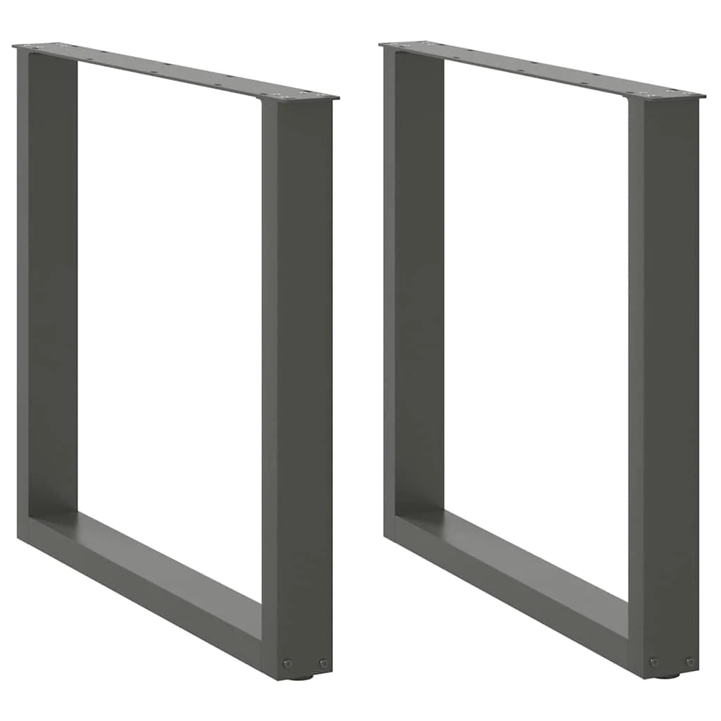 Set di 2 gambe per tavolo da pranzo a forma di U 80 x 72-73 cm con piedini regolabili design moderno in acciaio antracite 02_0057430