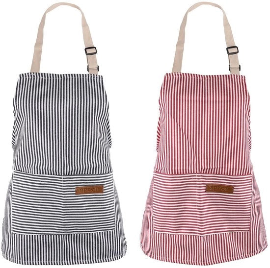 Cintura per bambino 2 pezzi - Adattabile - Polyester/Cotone - Adatto per 2-6 anni - Rosso/Blu - Con 2 tasche - Cintura da cucina per bambino