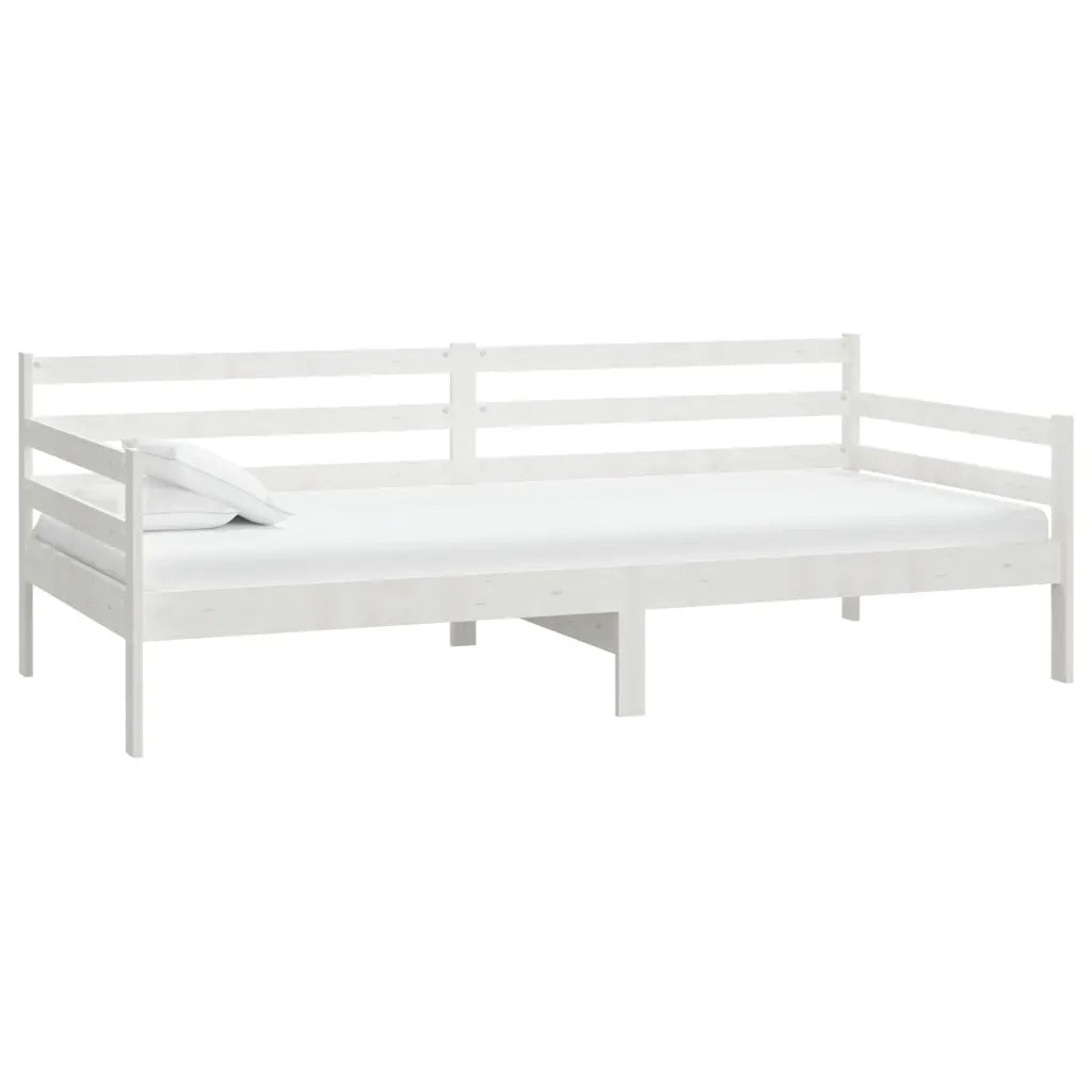 Divano Letto con Materasso 90x200 cm Bianco in Legno di Pino 3083590
