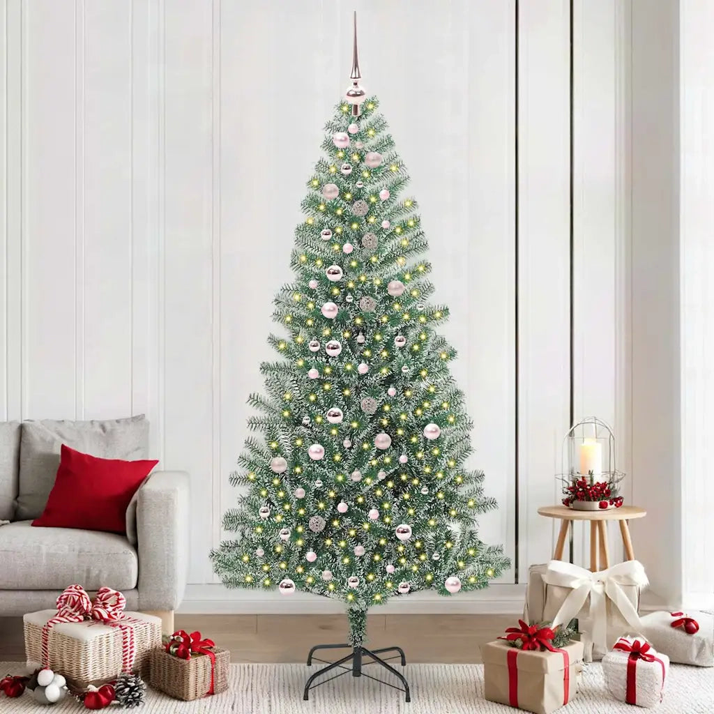Albero di Natale Artificiale Imbiancato con Luci LED 240 cm