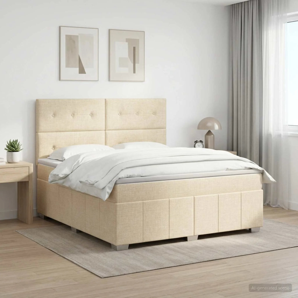 Letto box spring con materasso Crema 140 x 200 cm Tessuto 3454160