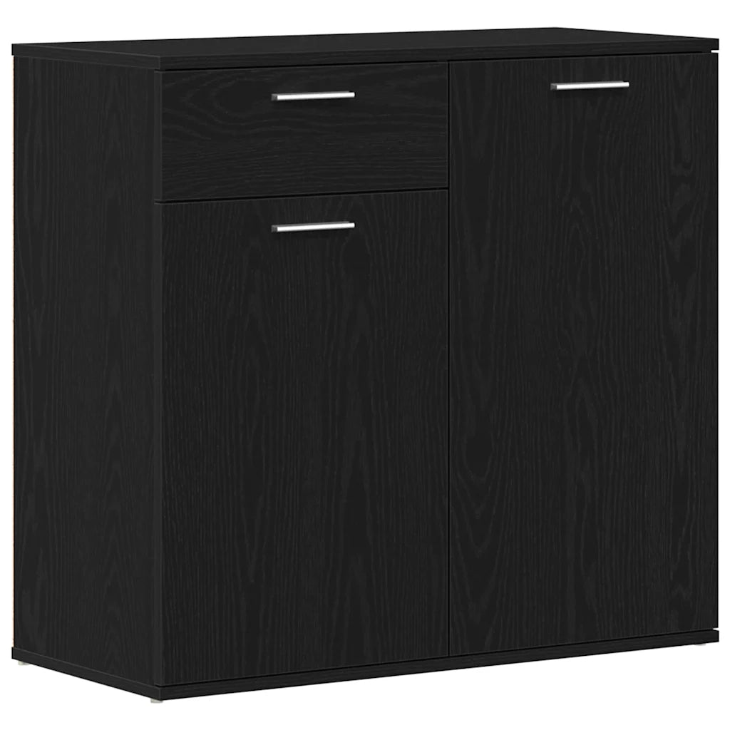 Credenza Rovere Nero 80x36x75 cm in Legno Multistrato 862010