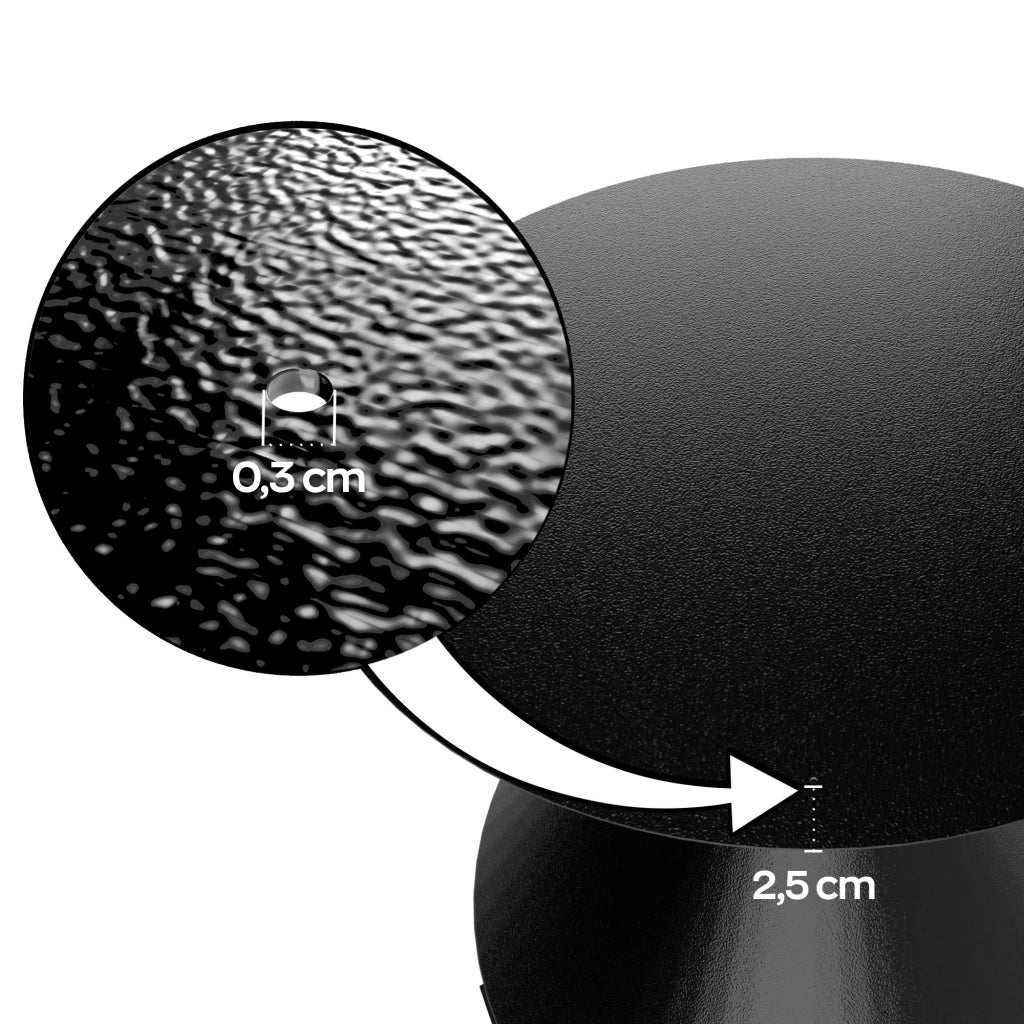 Graal Black - Tavolo Rotondo Ø120 cm Base a Doppio Cono Nero in Metallo e Top in Legno Laminato Bianco