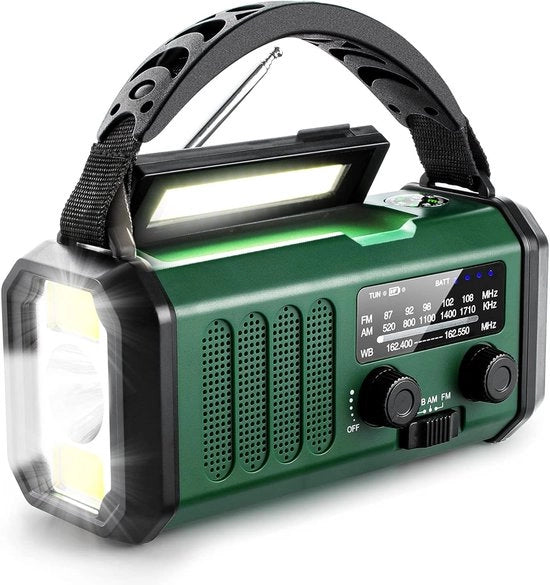 Radio a batteria solare 10.000mAh - MODEL 2025 - Portatile solare - Kit di emergenza - Lampada da tasca ricaricabile - Kit di emergenza - Kit di ristoro - Ambientale