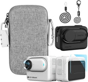 Compatibile con Insta360 GO 3S - Custodia in silicone - Protezione schermo - Tas da trasporto con chiusura automatica e catena - Borsa di viaggio nera