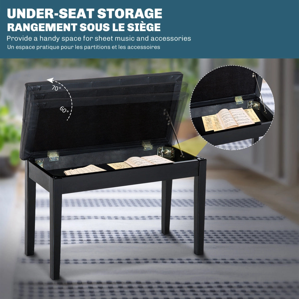 Sgabello con cassetto imbottito ¨C zephmum ¨C nero in tessuto similpelle