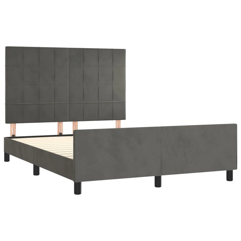 Giroletto con Testiera Grigio Scuro 140x200 cm in Velluto cod mxl 62407