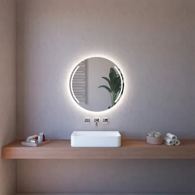 Specchio LED 75 cm con doppia sabbiatura ad arco e illuminazione perimetrale