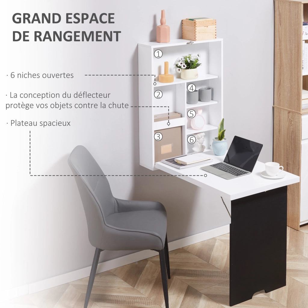 Scrivania Pieghevole a Muro con Lavagna ¨C Xylo ¨C Bianco MDF