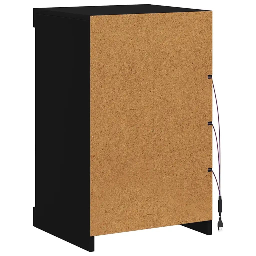 Credenza | Madia | Buffet da pranzo | Armadio da pranzo con Luci LED Nera 41x37x67 cm