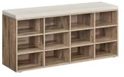 Banco per scarpe - cassetti per scarpe - banco con spazio di stoccaggio - 12 contenitori - 12 paia di scarpe - marrone - 104 x 30 x 48 cm.