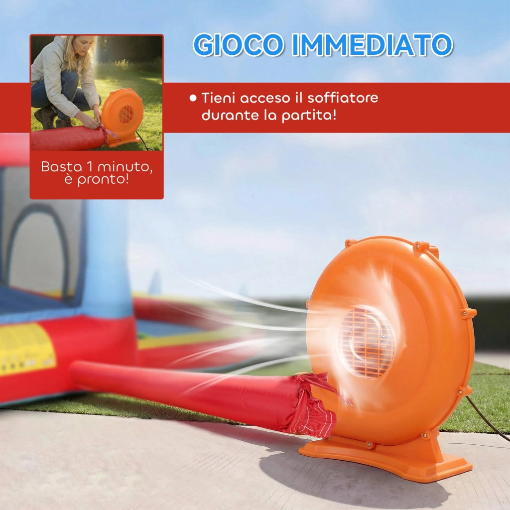 Castello Gonfiabile per Bambini 342x255x209 cm con Scivolo Piscina per Palline Canestro da Basket e Soffiatore in
