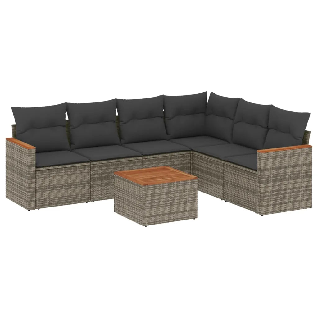 Set Divani da Giardino 7 pz con Cuscini Grigio in Polyrattancod mxl 89066