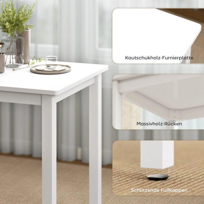 TAVOLO DA PRANZO Set 3 pezzi 80x60x74,5 cm Bianco con 2 sedie