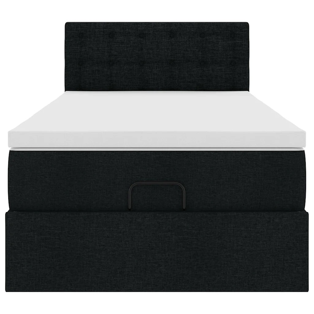 Struttura Letto Pouf con Materasso Nero 90x190 cm in Tessuto 3312438