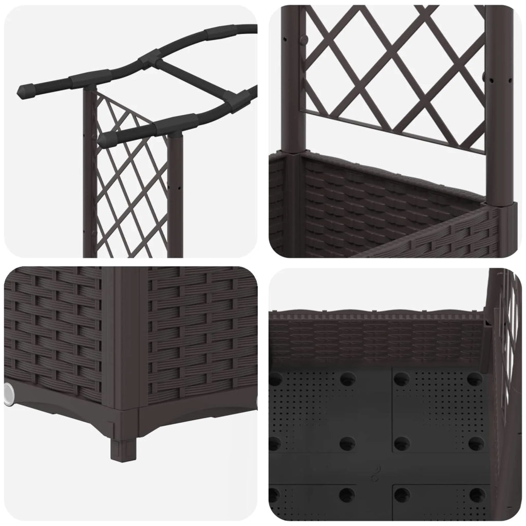 Letto Rialzato con Griglia e Tetto Marrone 169 x 40 x 125 cm PP 42032504