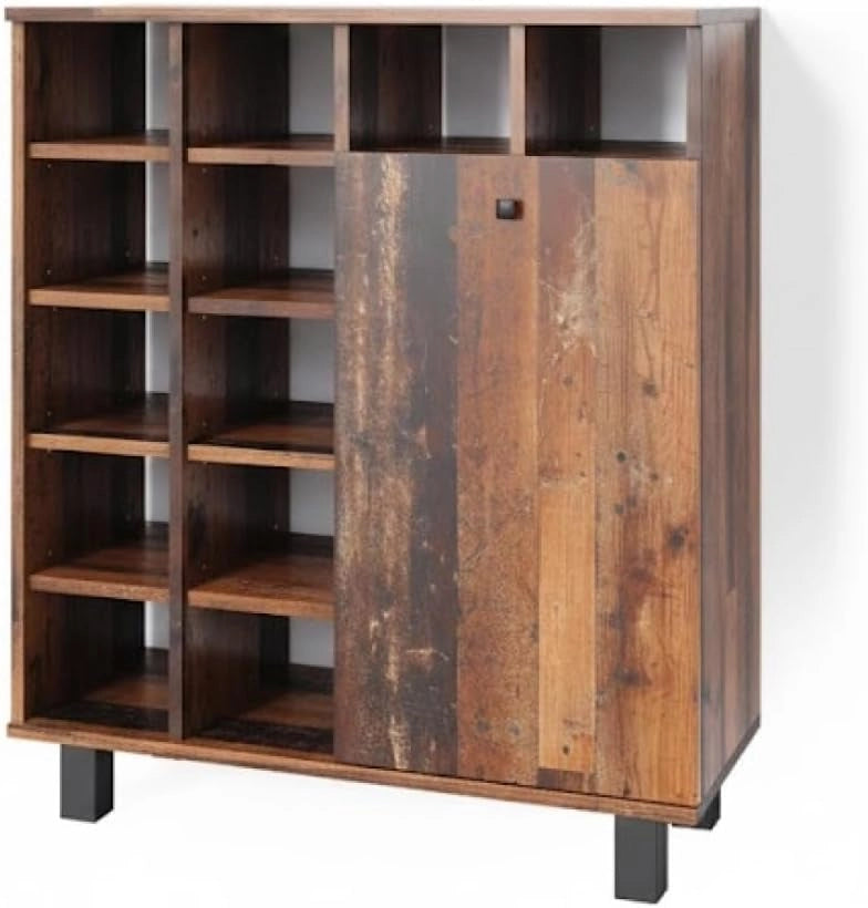 Armadietto da bagno con portabiancheria Fynn, Rovere rustico, 78.4 x 91.6 cm, con cestini per una conservazione organizzata in bagno